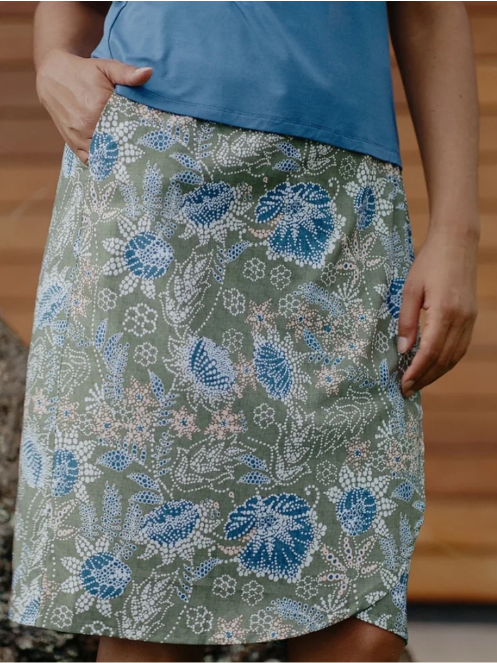 Ripskirt Hawaii Wrap Midi Skirt Length 3 Medium La Boheme Olive Beach Swim Boho